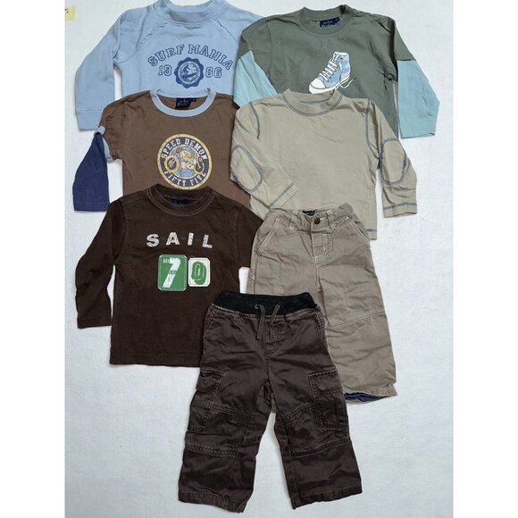 Toddler Boys Clothing Lot 2-3 Years Mini Boden Long Sleeve Shirts Pants 7 Items